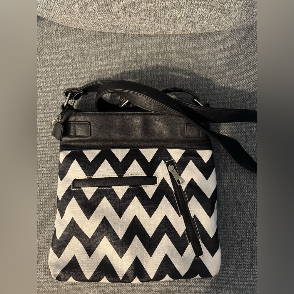 Black and White Chevron Crossbody Bag